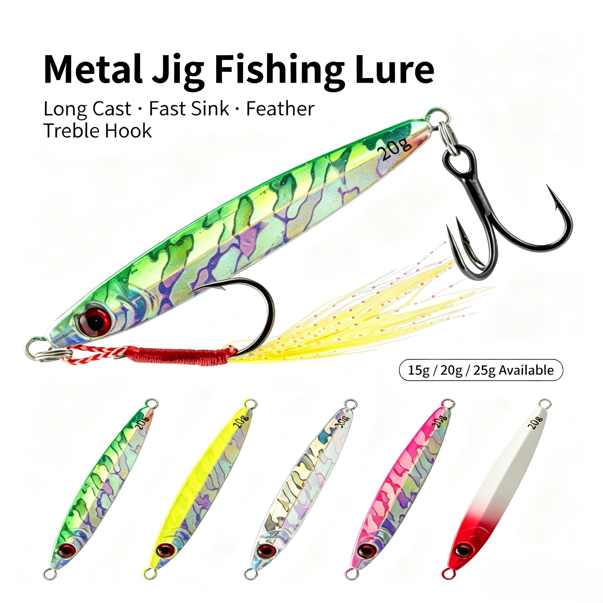 Fishing Hook Treble - 3 Parça Metal Jig Yem Seti
